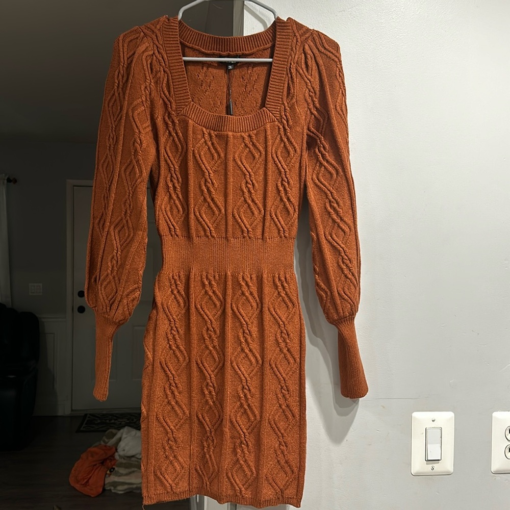 Burnt orange long sleeve dress size large